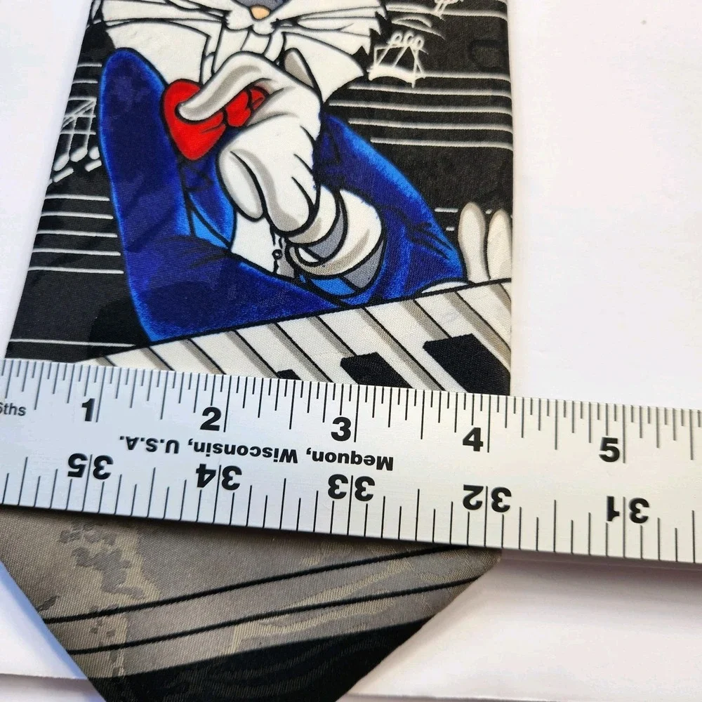Vintage Looney Tunes Mania Mens Necktie Bugs Bunny Piano Musical‎ Notes 1995 Tie